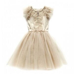 NWT Tutu Du Monde Cream Beaded Tulle Flower Girl Tutu Dress Size 8-9Y